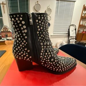 Studded Black Ankle Boots by Beast